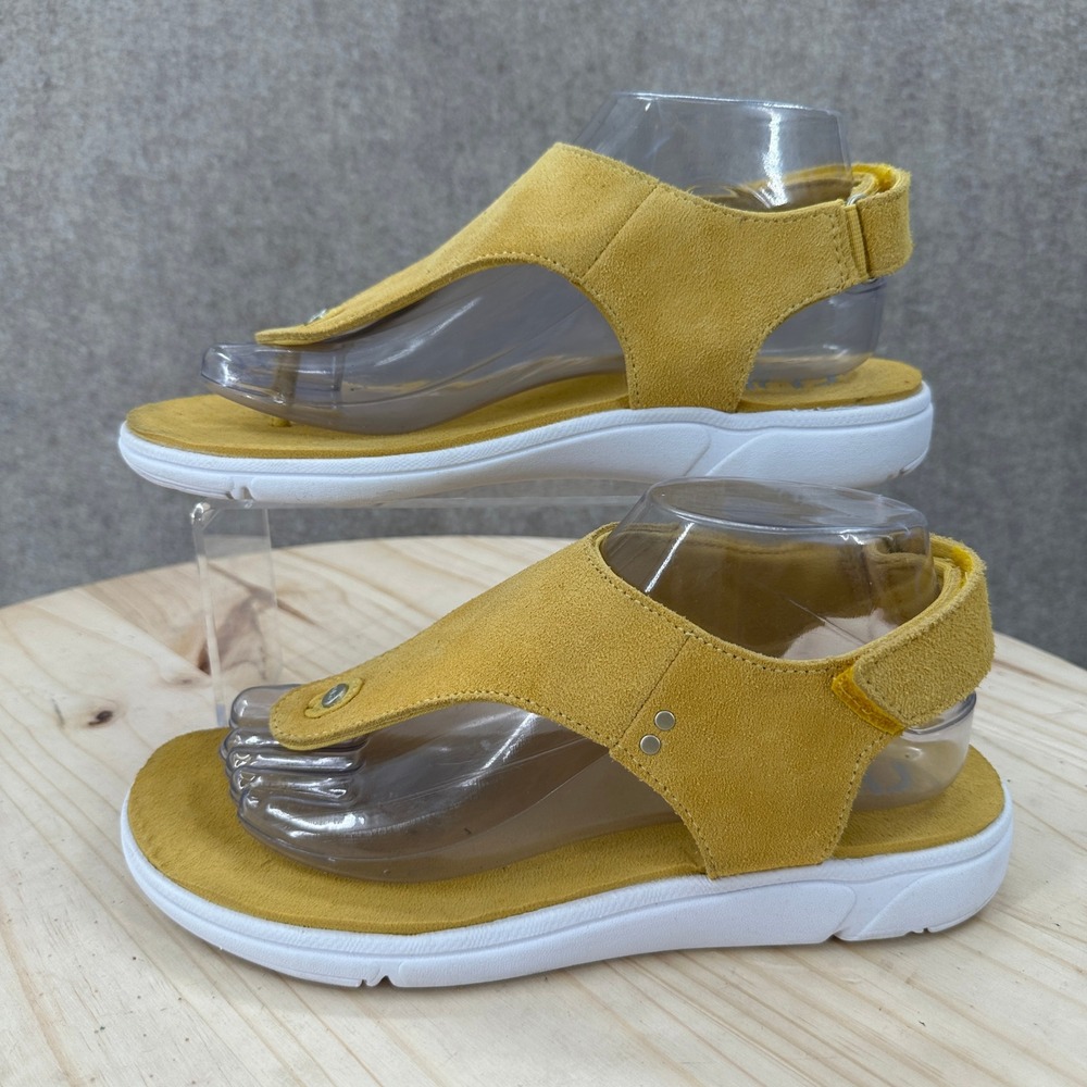Rykä Margo Sandals Womens 7.5W Yellow Suede Thong Backstrap Sporty Comfort